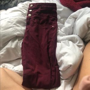 Maroon high waisted jeans